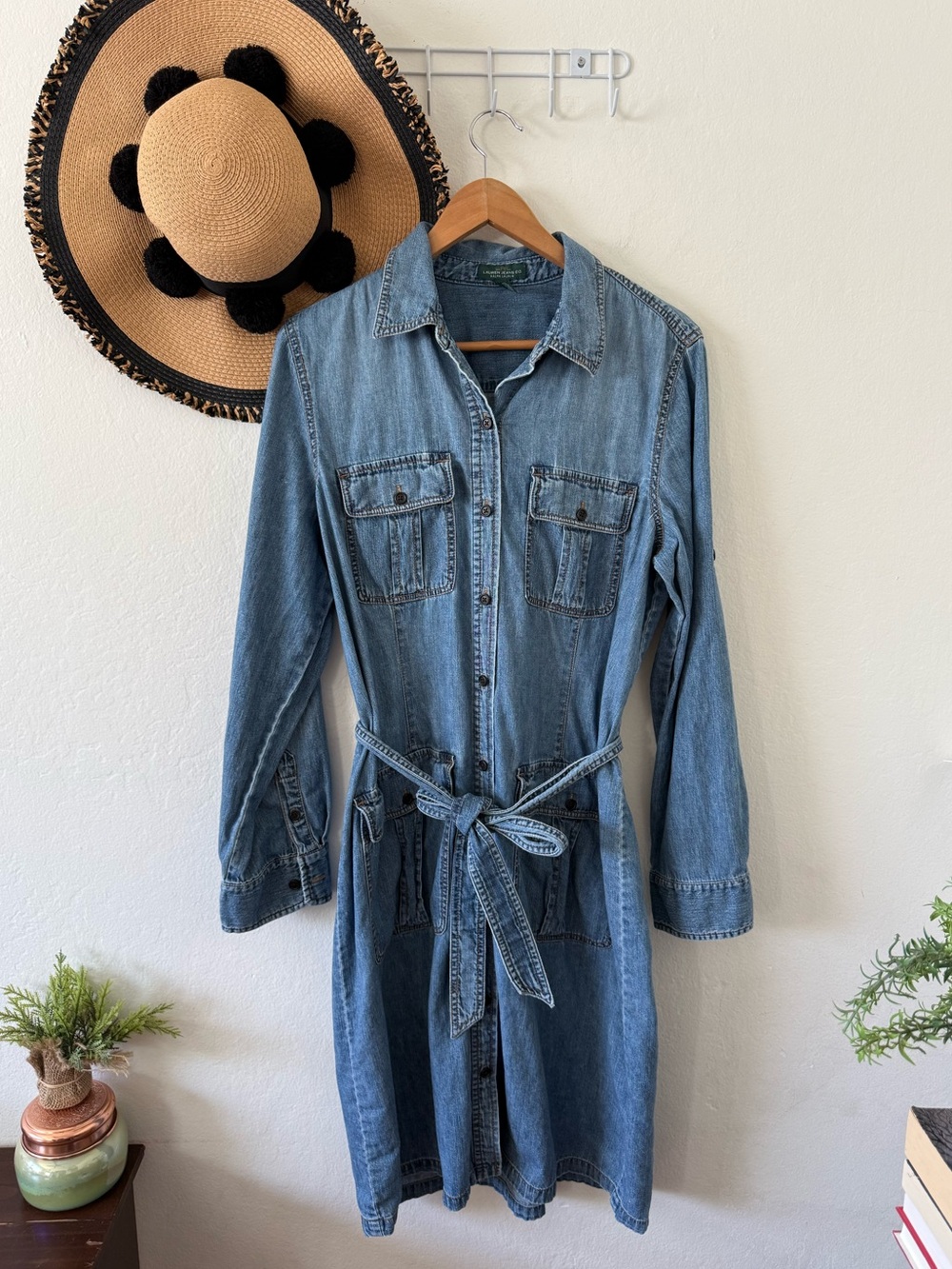 Lauren Ralph Lauren Long Sleeve Denim Dress Shirtdress Size 16